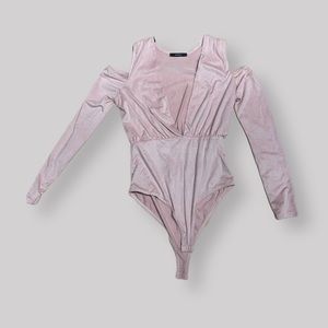 Forever 21 Suede Off- The Shoulder Pludging Bodysuit | M |